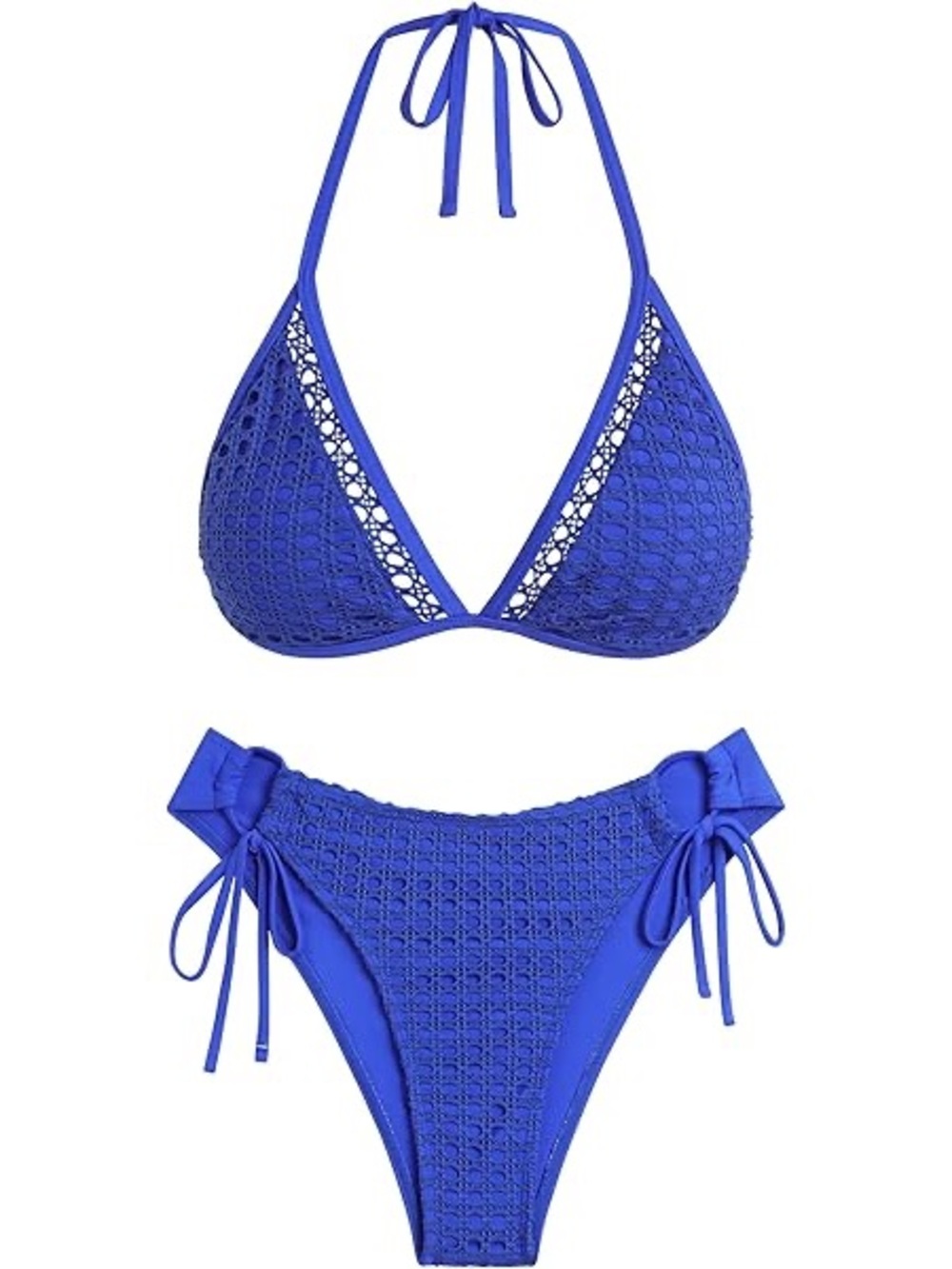 Zaful Halter Tie Side Bikini Swimsuit Size M Blue Bikini